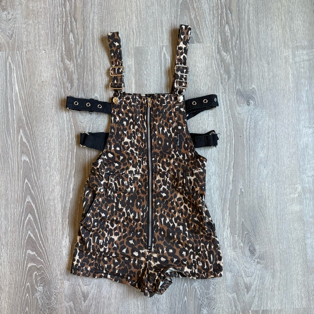 Tripp Nyc Cheetah Print Overalls